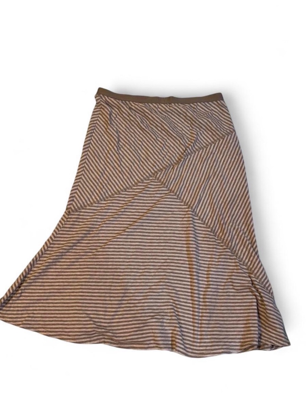J. Jill Brown & Cream Striped A-Line Skirt